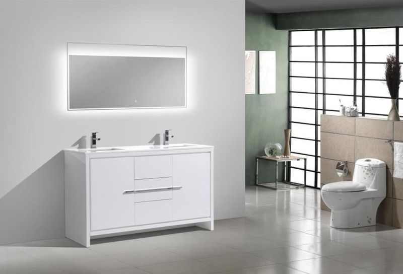 60 Inch American MDF Bathroom Cabinet with Ceramic Basin