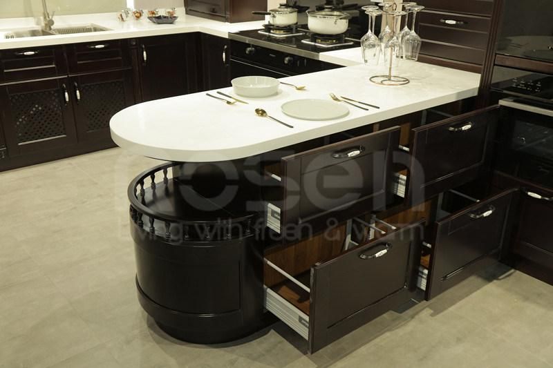 New Design High Quality Black Solid Wood Kitchen Cabinet