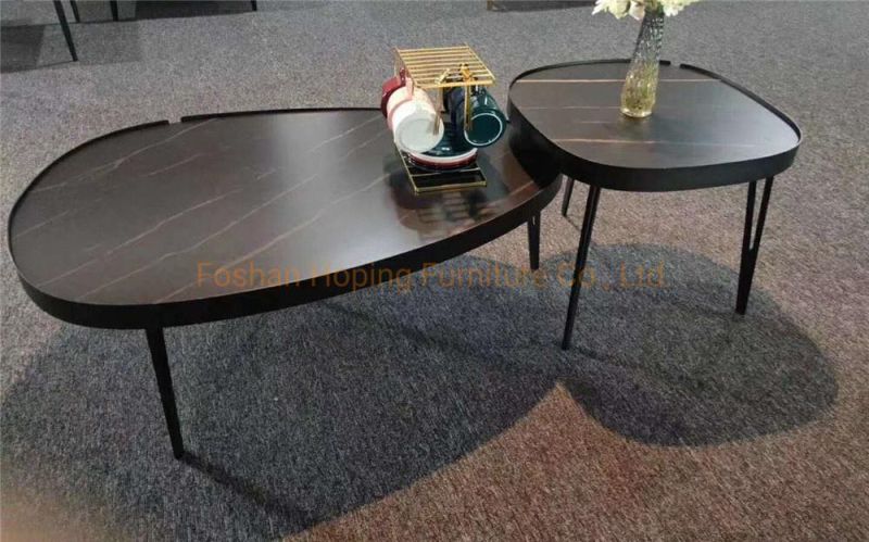 Latest Design and Hot Sale for Dining Table Metal Top Storage Design Living Room Coffee Table Set Furniture