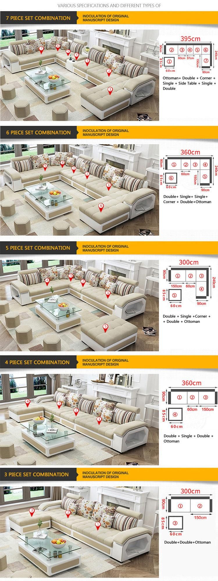 Contemporary Leather Sofa Set L Shaped Sectional Sofa