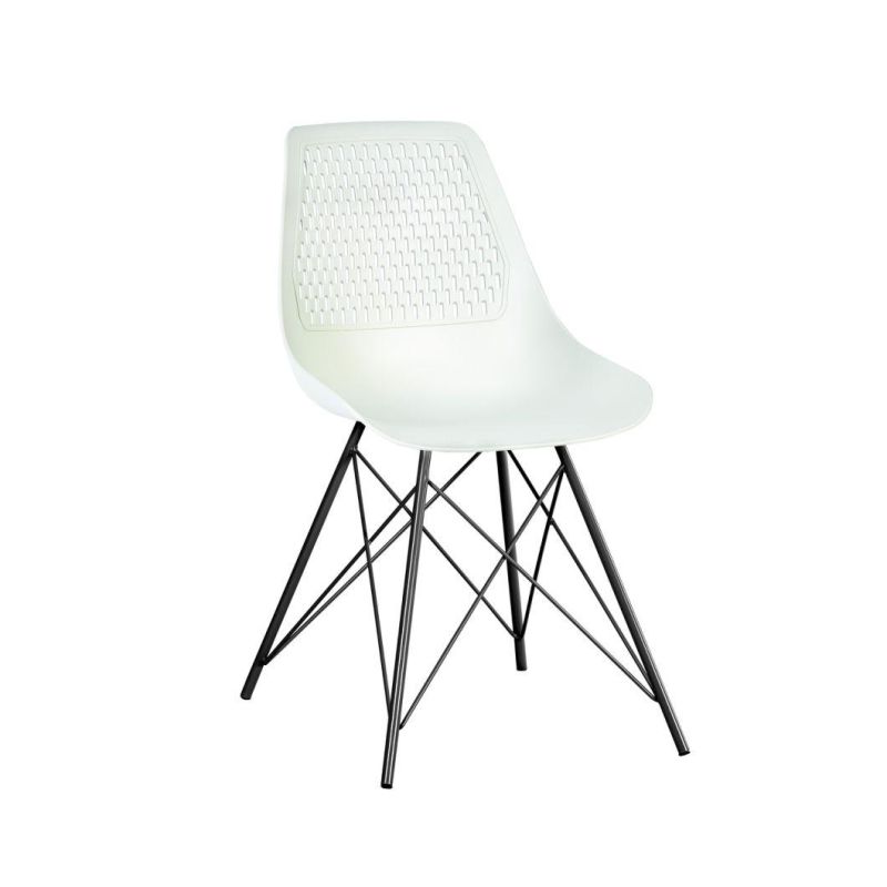 Comfortable Modern Design Home Furniture Dining Room Restaurant Panic Plastic Chair with Black Metal Legs