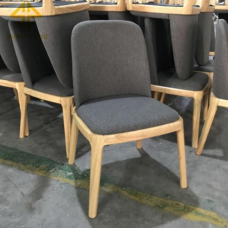 Nordic Design Apartment Furniture Wood Dining Chair with Fabric Seat