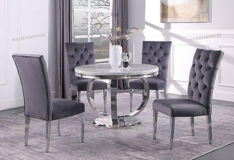 New Arrival Marble Top Round Dining Table with Chairs Sets