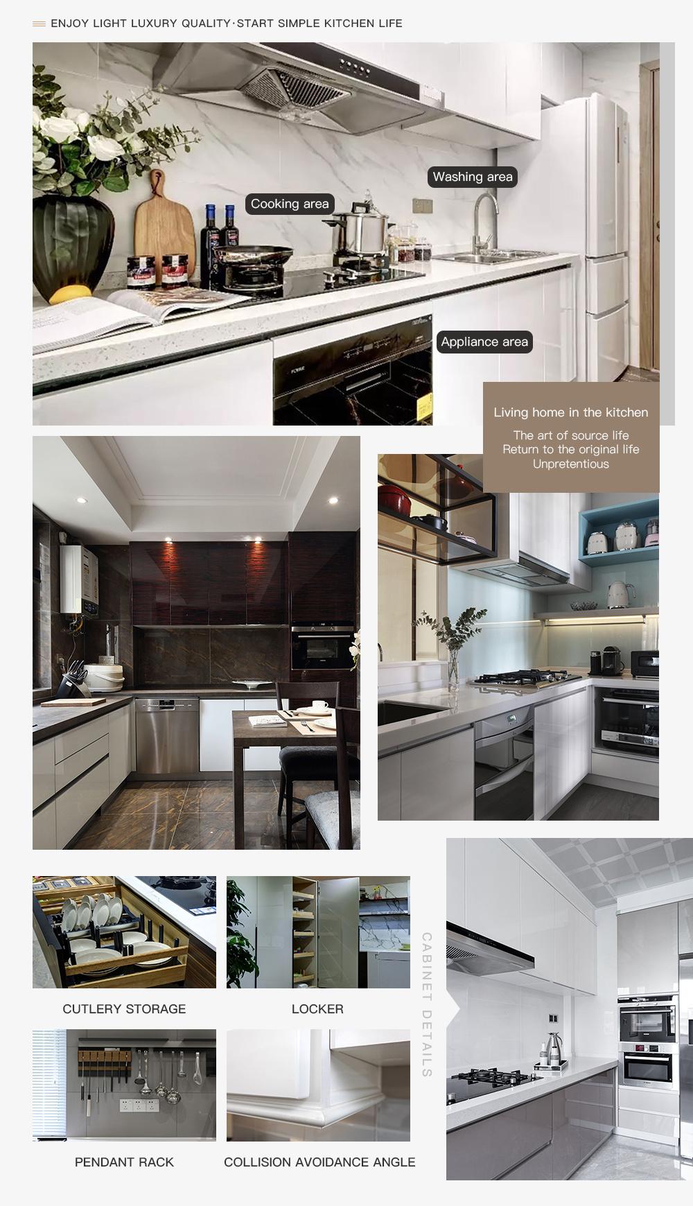 High Glossy White Chinese Production Good Price Stainless Steel Kitchen Cabinet