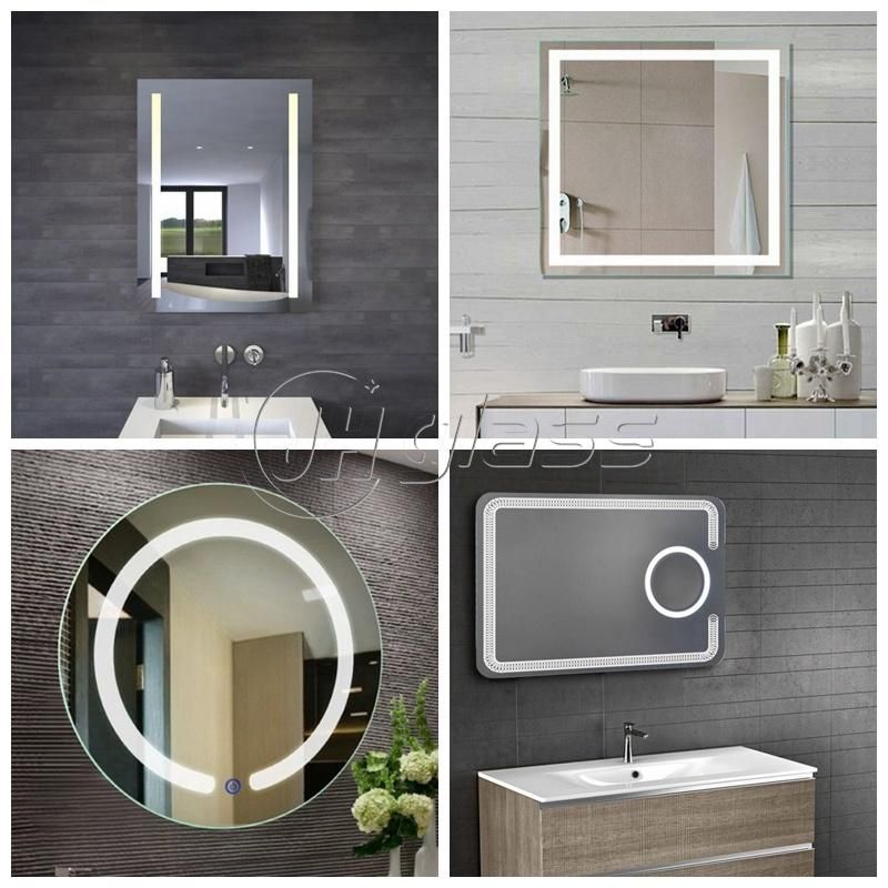 Vertical or Horizontal Frameless Bathroom Mirror LED Backlit Mirror with Defogger & Dimmer