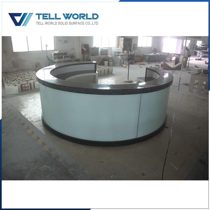 Customized Acrylic Solid Surface Arch Round Illuminated LED Bar Counter