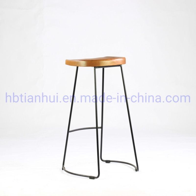 Modern Furniture Fashionable Wooden Seat Metal Frame Bar Stool Chairs for Restaurant Dining Chairs