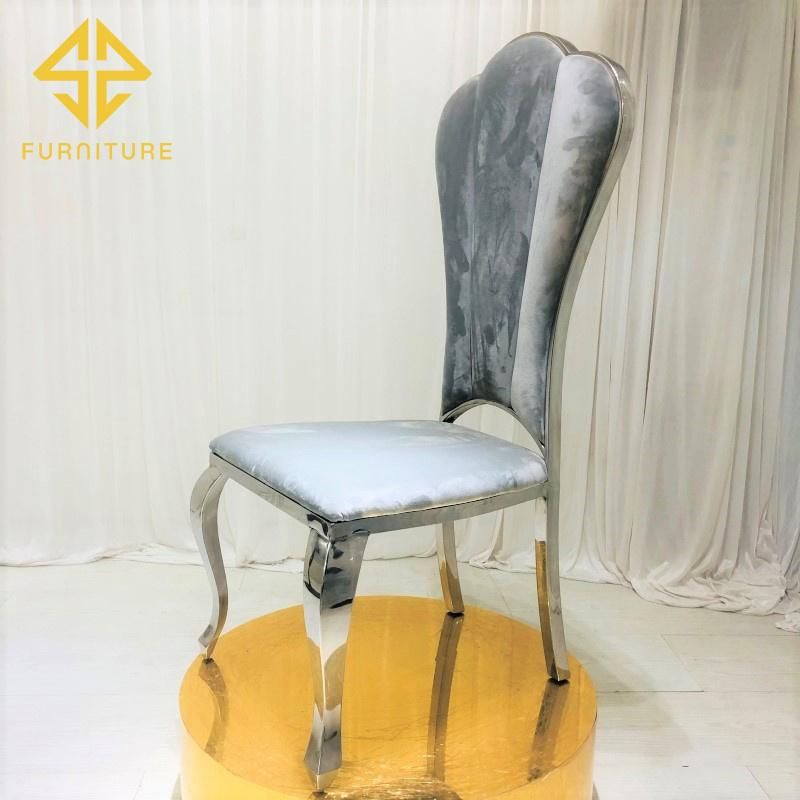 Luxury Velvet Cushion Silver Stainless Steel Dining Chair Hotel Furniture Wedding Chair