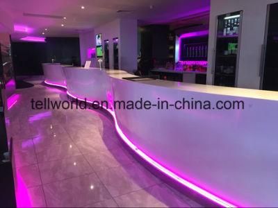 Night Club Bar Counter Long Solid Surface Bar Counter High Gloss