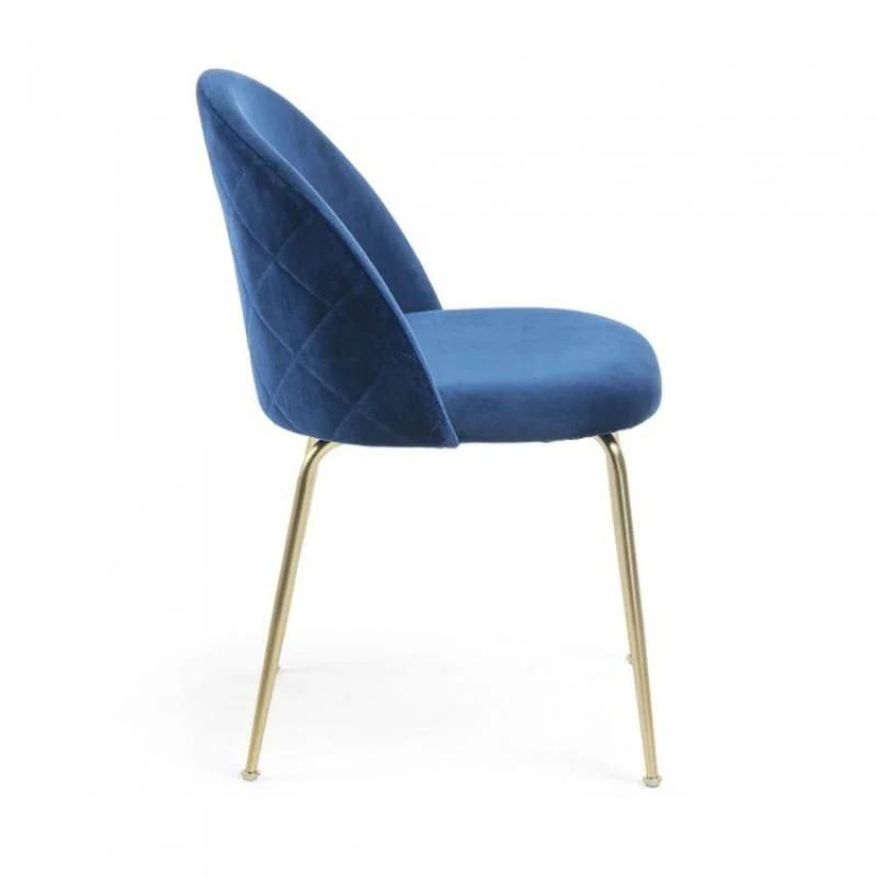 Wholesale Modern Luxury Fashion Colorful Classic Soft Velvet Fabric Upholstery Cafe Dining Chair with Metal Leg