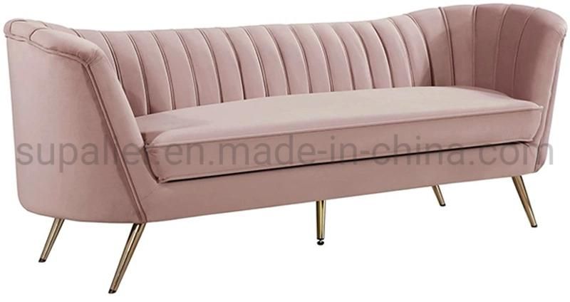 Cheap Pink Velvet Upholstered Sofa for Home