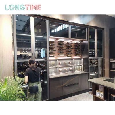 Luxury Modern Design Aluminium Frame Glass Door Kitchen Cabinet Furniture Villa Apartment Classic Kitchen Cabinet