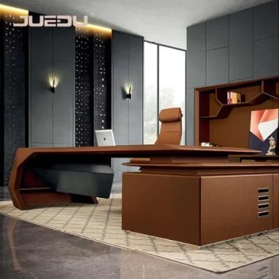 High Quality Luxury Modern L Shape Leather Wooden High End CEO Manager Executive Desk Office Furniture Office Desk