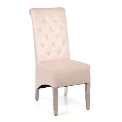 High Back Metal Leg Velvet Dining Chair