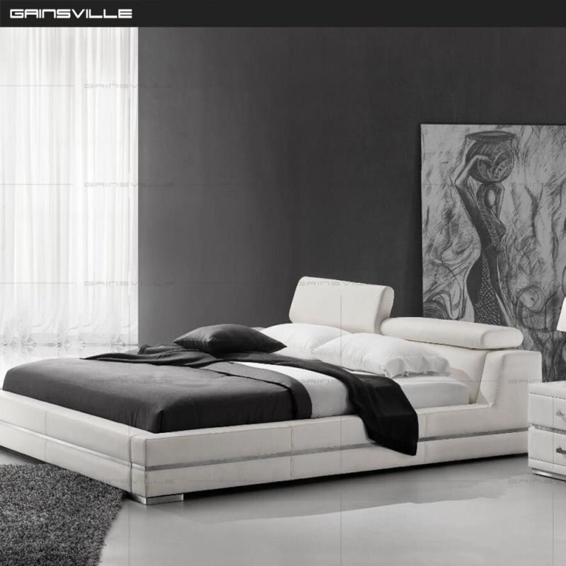 Modern Design Bedroom Furniture Set Genuine Leather King Size Bed Gc1685