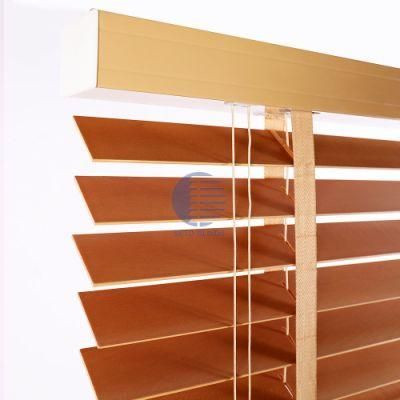 25mm 100% Wooden Blinds with Steel High Hedrail and Wooden Bottomrail Wand Control