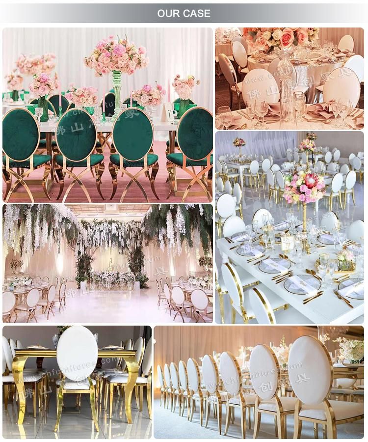 Ycx-Ss52 New Design Stainless Steel Oval Back White Wedding Chairs