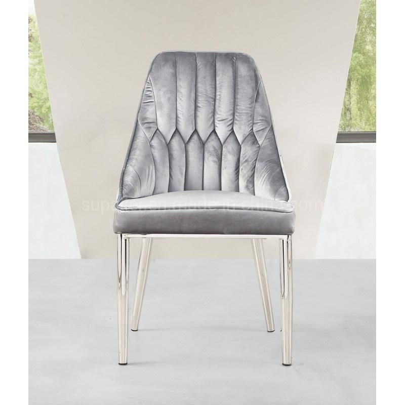 Wholesale Luxury Silver Metal Fabric Dining Chair for Home Furniture