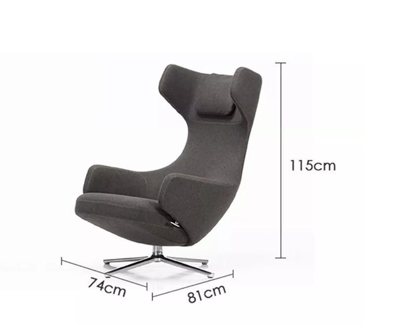 Home Hotel Furniture Modern Living Room Fabric Leather Lobby Chair with Revolving and Ottoman