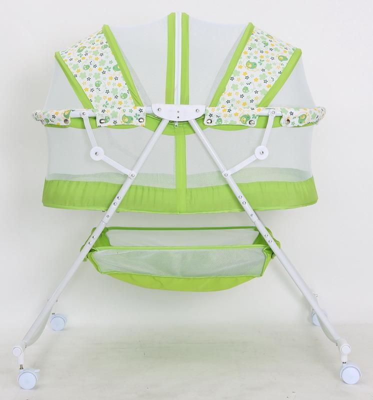 Adjustable Baby Bed with Canopy and Rocking Function