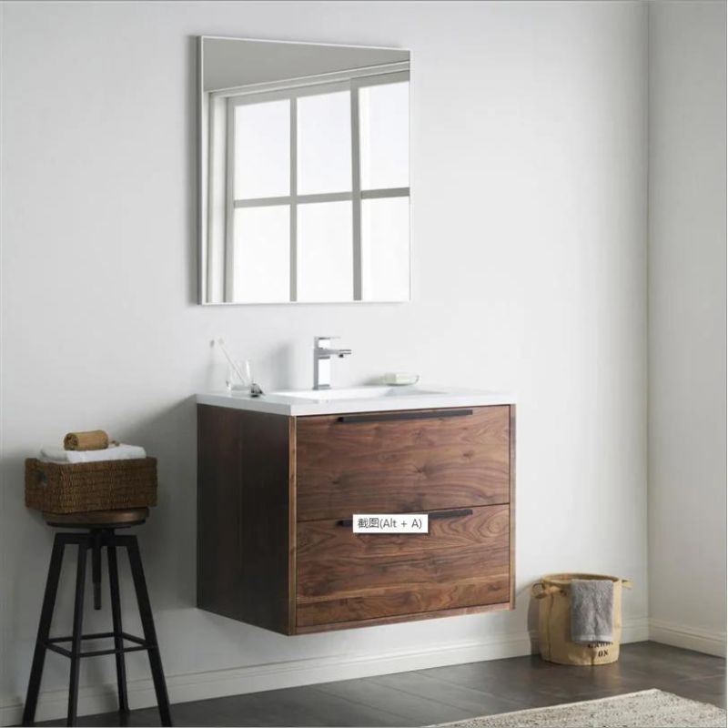 Solid Wood Bathroom Vanity with Ceramics Countertop Modern Simple