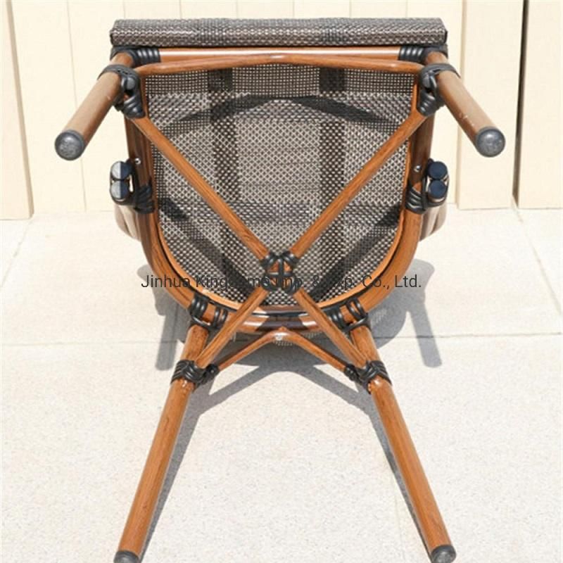 Modern Design Outdoor Aluminum Stacking Coffee Chair with Armrest