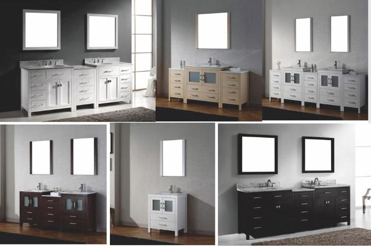 Double Sink Bathroom Vanity Set 96" Solid Wood Fashion Furniture