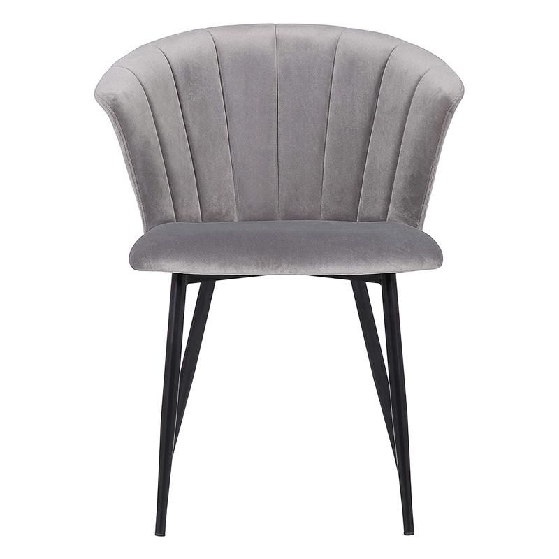 Banquet Restaurant Commercial Use Shell Backrest Grey Velvet Dining Chair