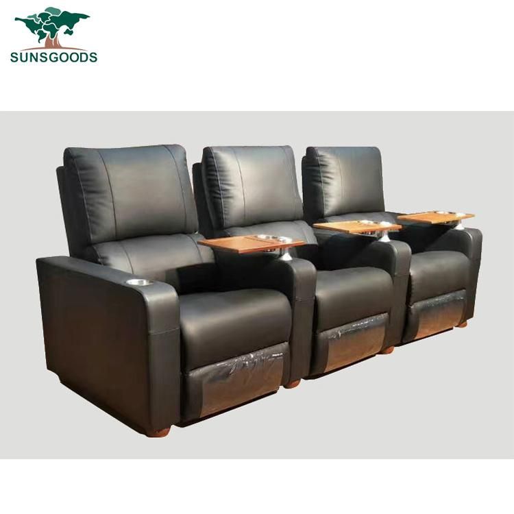 New Design Black Colour Classic Cinema Recliner Chair Foshan Sofa Furniture