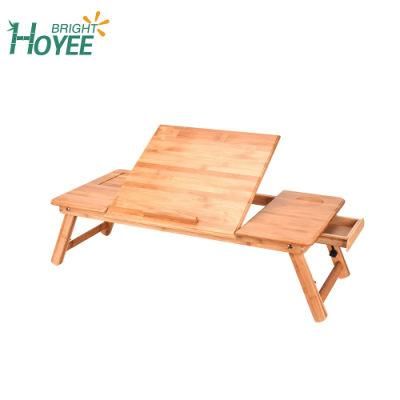 Adjustable Bamboo Laptop Desk with Drawer