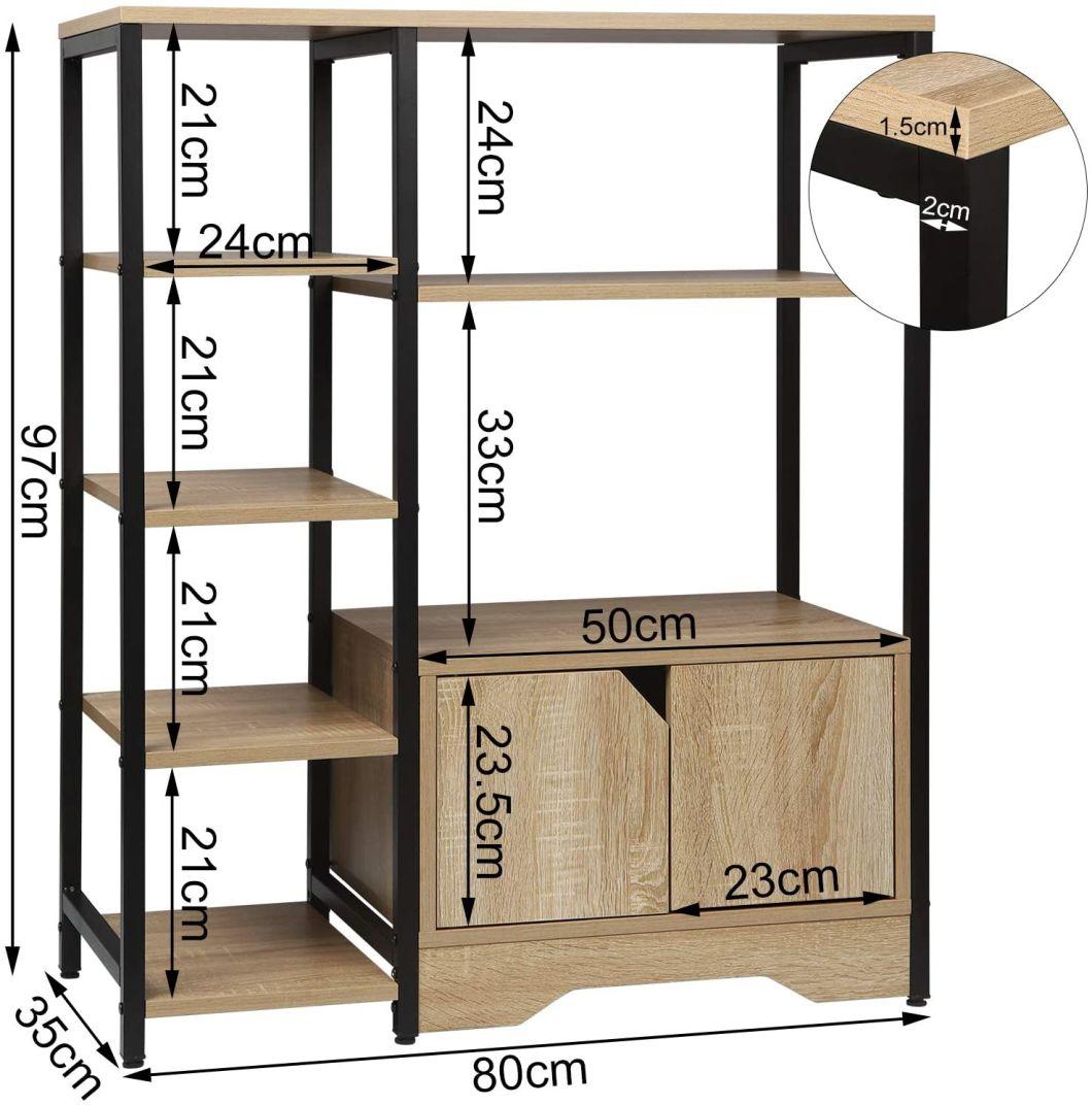 Modern Metal Wooden Bookshelf with 5 Tiers Rustic Bookcase