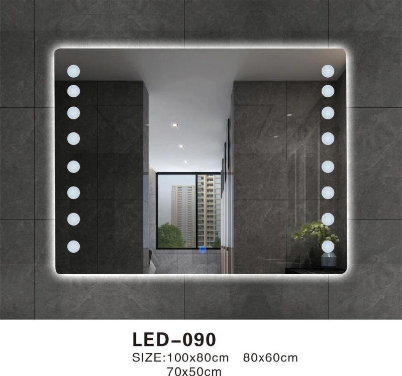 Popular Rectangle Bathroom LED Mirror with Two Sides Lights