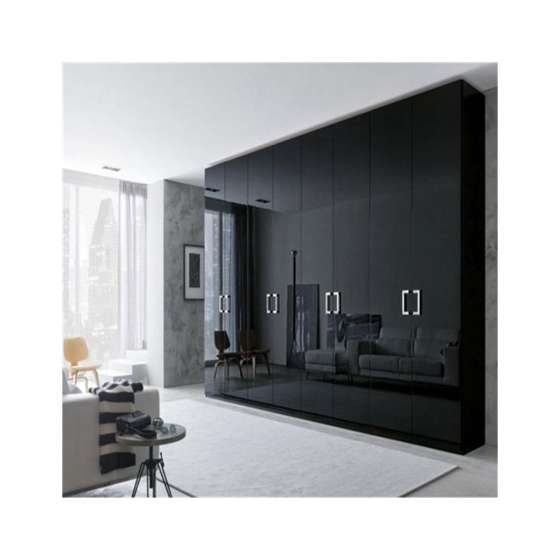 Cheap Price Custom Simple Design Bedroom Glass LED Aluminum Profiles Frames Clothes Wardrobe Modern Wooden Fitted Closet Almirah Closet