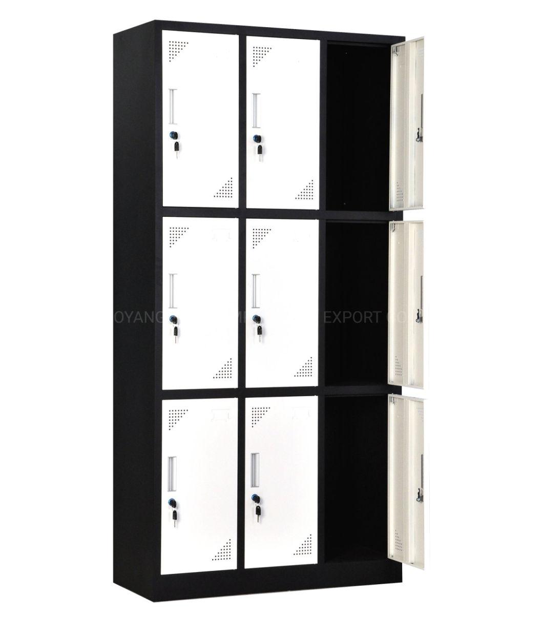 Modern Multi Function 9 Doors Storage Wardrobe Staff School Locker