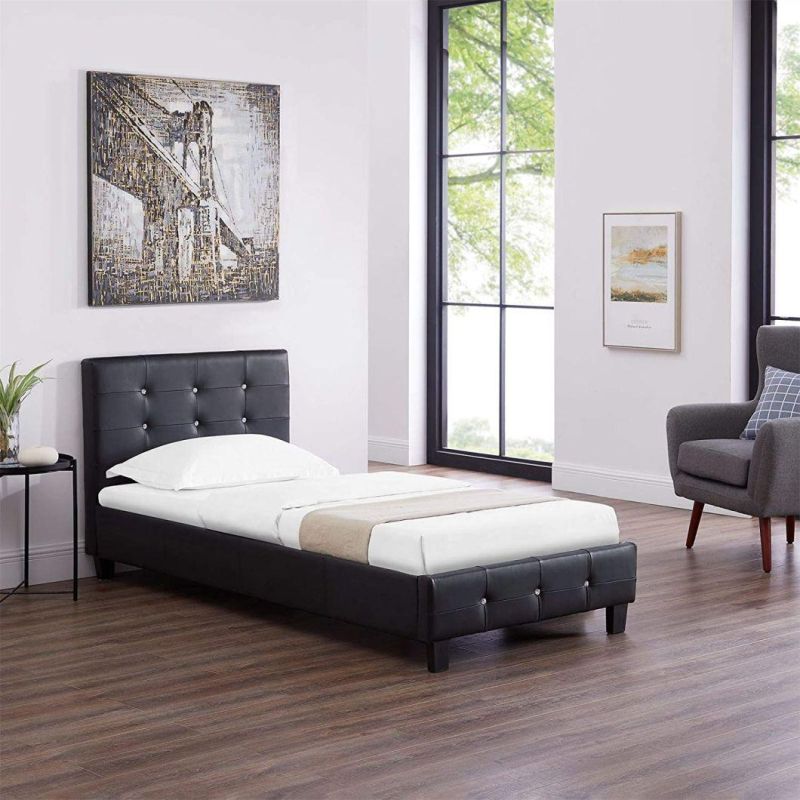 Modern Luxury Vintage Leather High End New Black Headbord Single Bed Frame for Boys