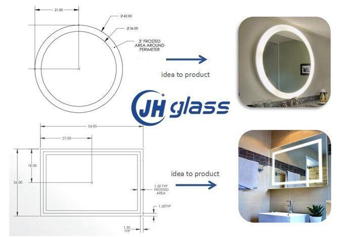 Bathroom Silk Screen LED Illuminated Mirror with Touch Sensor