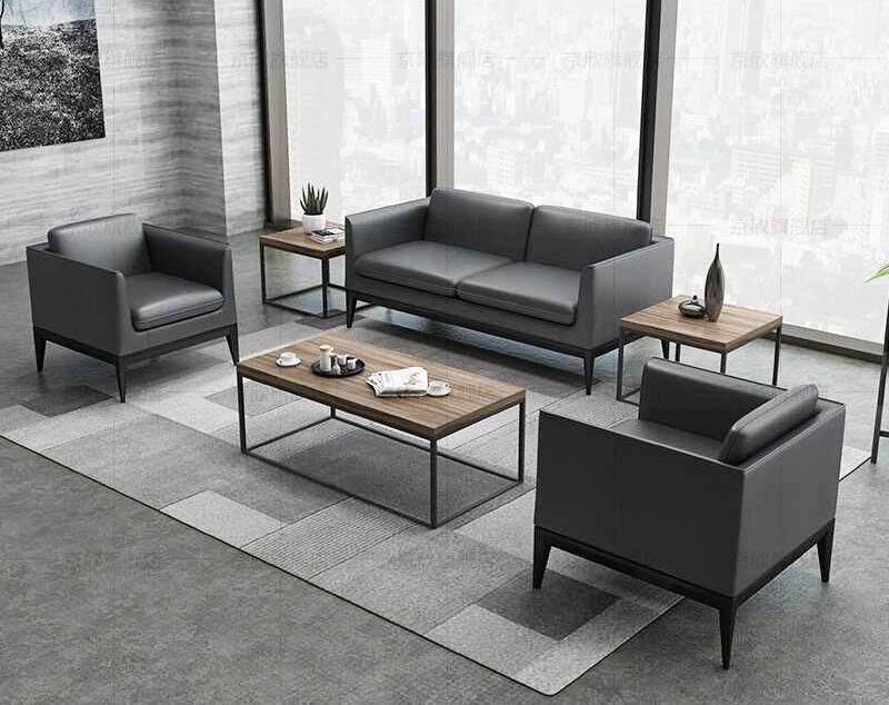 Modern Europe Living Room Sofa Italy Style Leather 1+3+1 Office Sofa Set