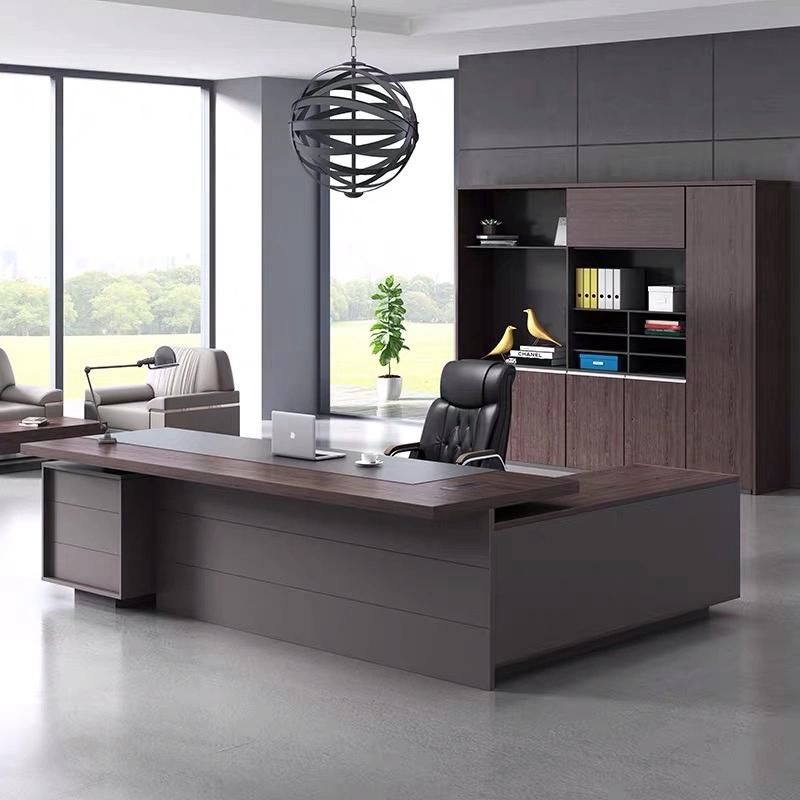 Newest Design Modular L Shaped Black Office Desk Boss Manager Executive Office Desk for Office