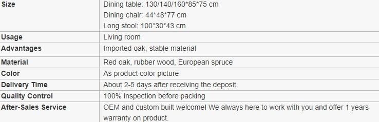 Furniture Modern Furniture Kitchen Cabinets Home Furniture Living Room Solid Wood Simple Oak Dining Table Natural Color Nordic Dining Table and Chair Set