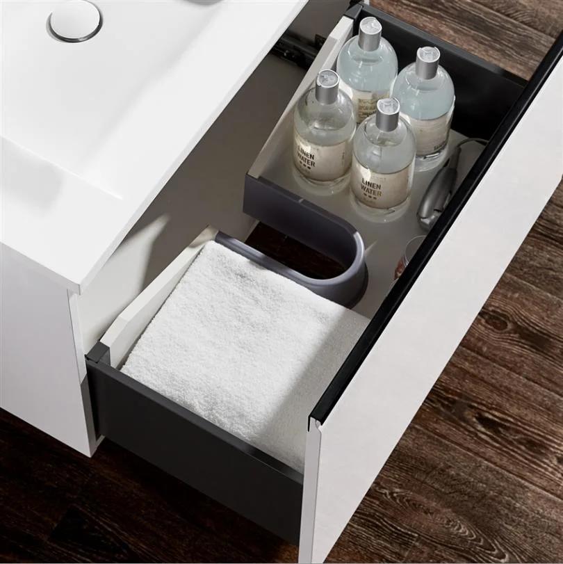 Simple Solid Wood Bathroom Furniture with Ceramics Top Modern Luxury