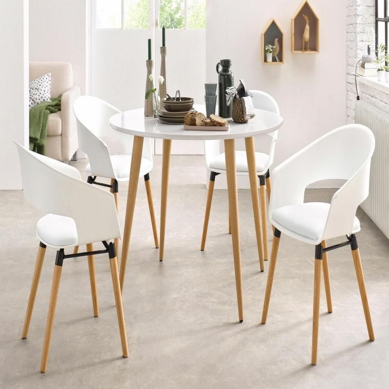 Simple and Sturdy Round Modern Wooden White Dining Table Furniture