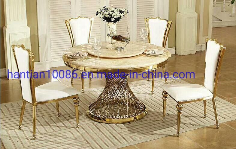 304 Stainless Steel Restaurant Chair Gold Wedding Round Turn Plate Table Chair