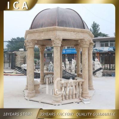 Modern Style Luxury Garden Patio Outdoor Simple Yellow Marble Gazebo