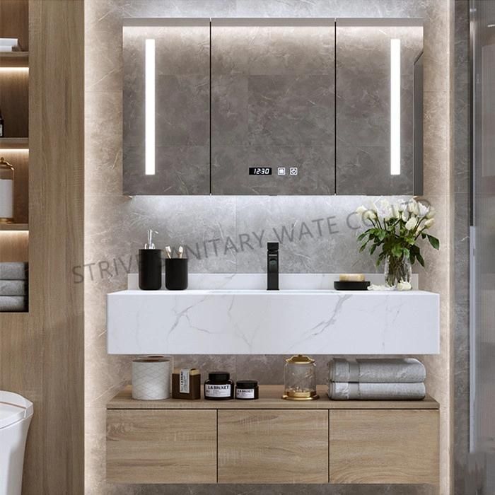 Low Price Real Good Price Simple Modern Melamine Board Bathroom Cabinet with LED Mirror