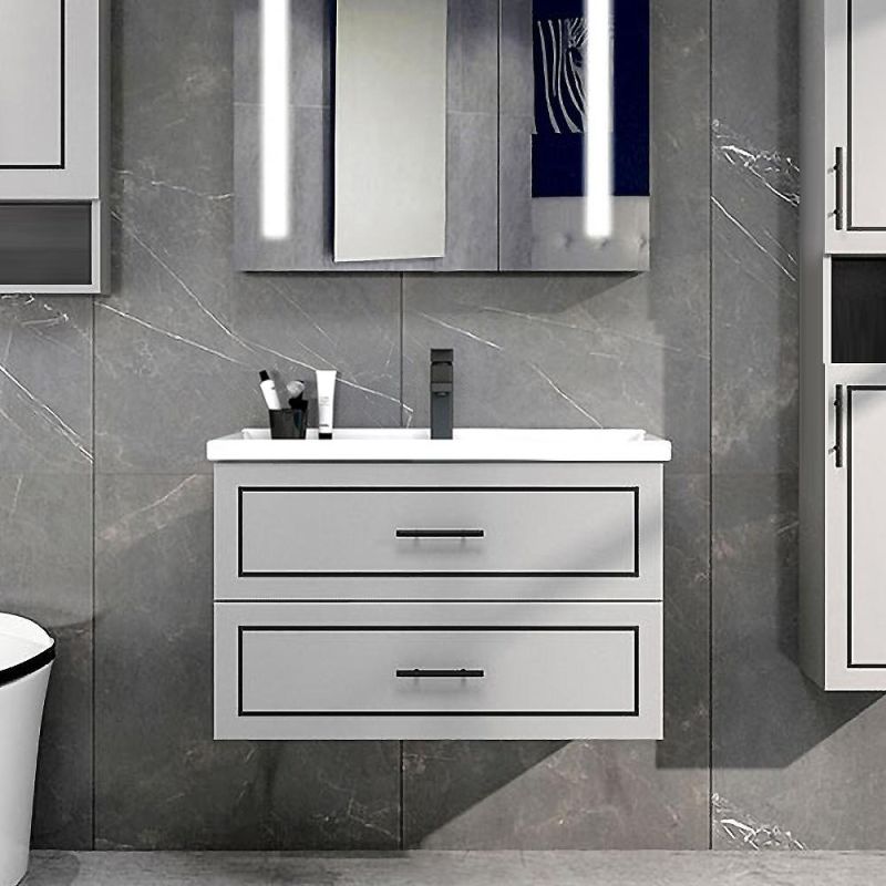 23" Modern Bathroom Floating Vanity Faux Marble Vanity Ceramic Sink with Drawer