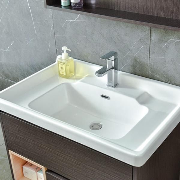 Coffee Modern Hotel Single Sink Sanitary Ware Wall Cabinet Bathroom Vanity