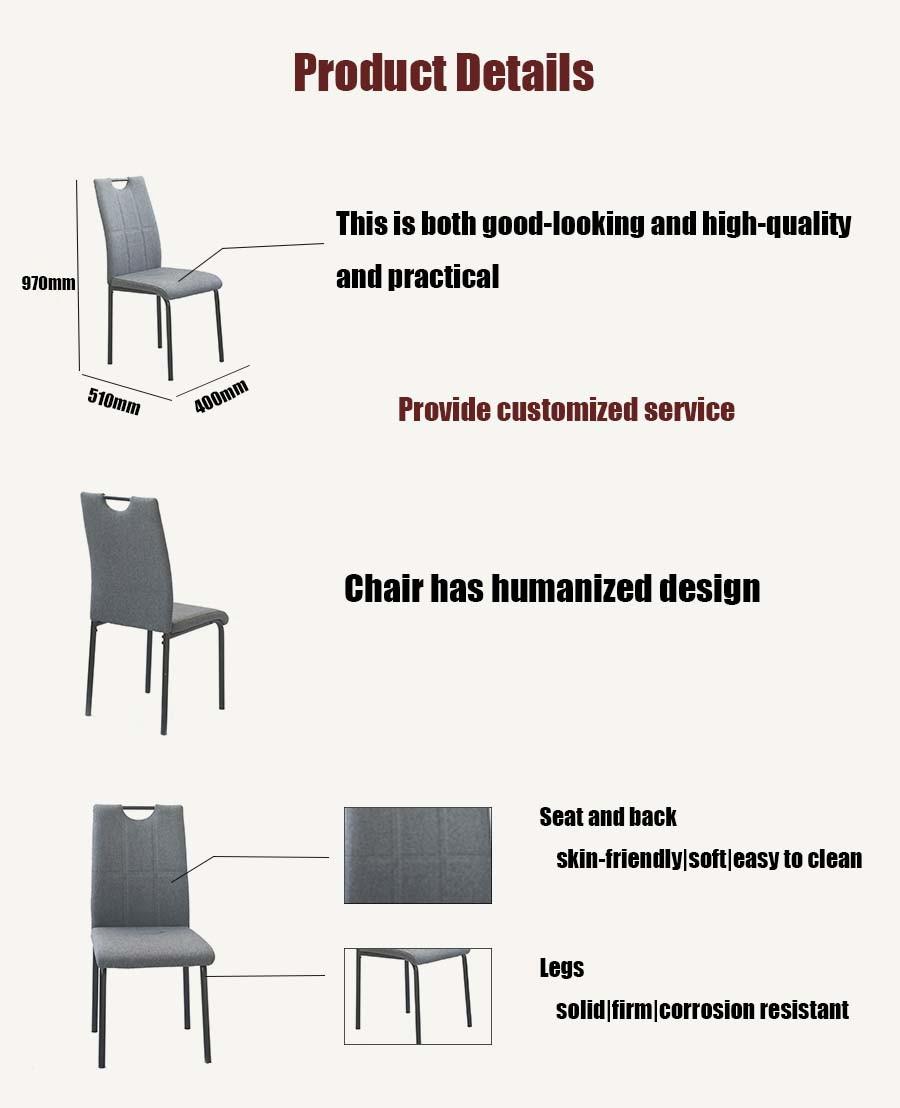 Nordic Modern Living Room Hotel Restaurant Furniture Fabric Spraying Steel Dining Chair for Outdoor Furniture