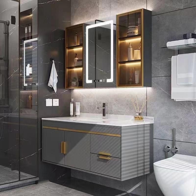 Light Luxury Rock Plate Bathroom Vanity Modern Simple Cabinet Combination Bathroom Intelligent Mirror