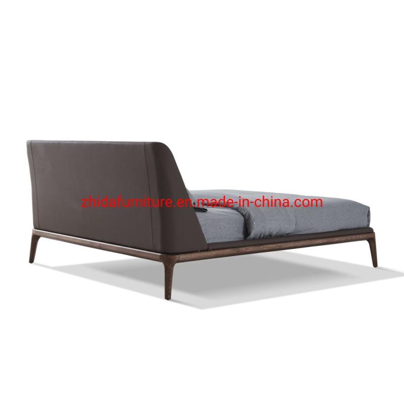 Chinese Hotel Home King Size Solid Wood Frame Modern Leather Bed