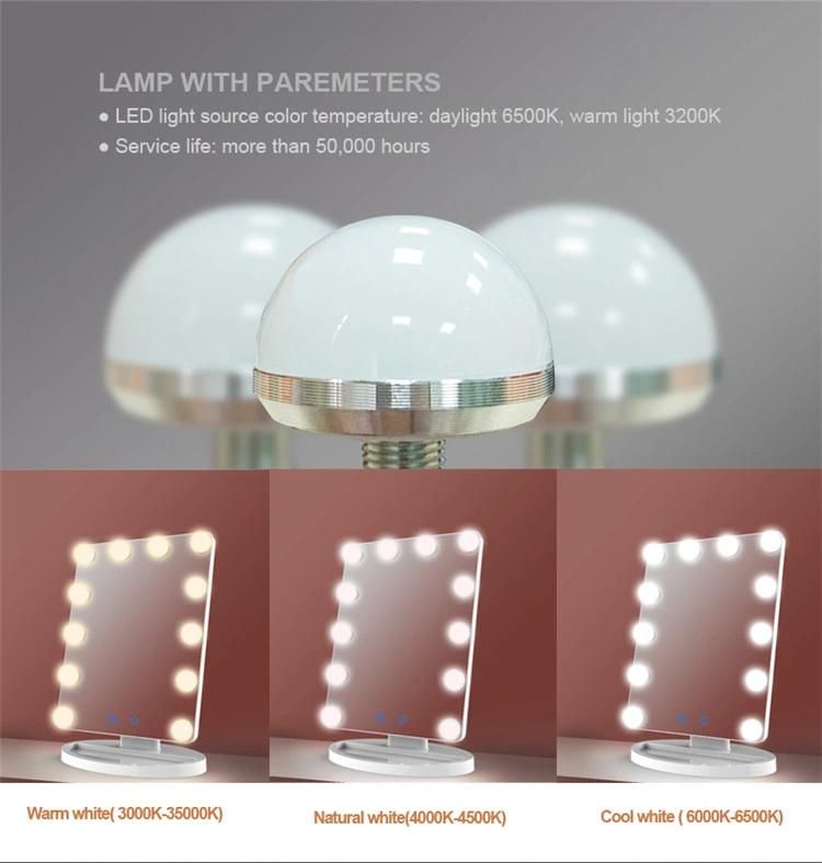 12 Light Bulbs Hollywood Style LED Table Vanity Cosmetic Makeup Mirror
